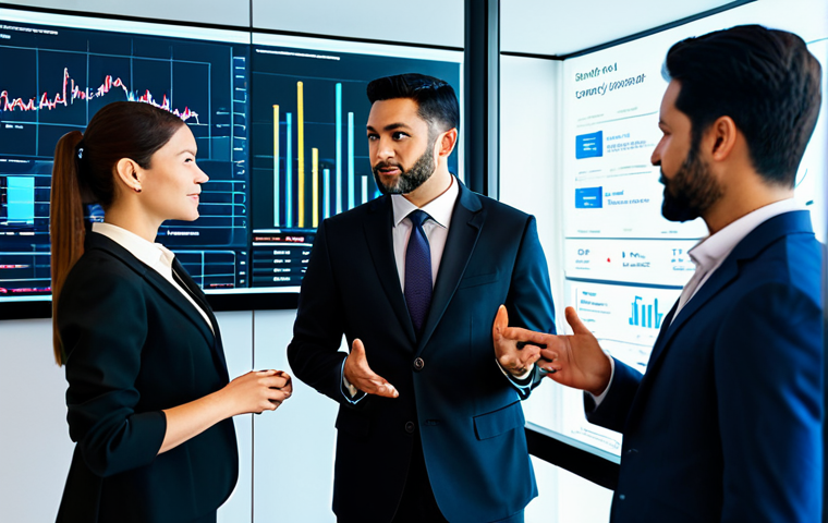 A diverse group of professional individuals, male and female, fully clothed in modest business suits and appropriate professional attire, gathered in a modern, global financial technology hub. They are engaged in a collaborative discussion around a large holographic display, showing intricate digital currency data and global economic trends. The environment is sleek, brightly lit with integrated digital screens and glass walls. The scene depicts perfect anatomy, correct proportions, and natural poses, with well-formed hands and proper finger count. This professional, high-quality image embodies innovation and stability in digital finance, ensuring it is safe for work and appropriate content.