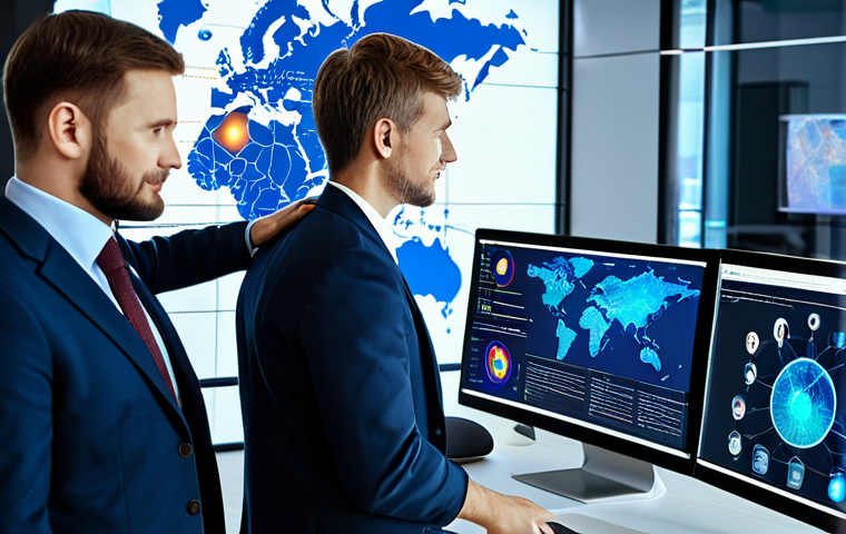 디지털화폐와 블록체인 기술 혁신 - Digital Economy Growth**
"A diverse team of professionals collaborating on holographic displays sho...